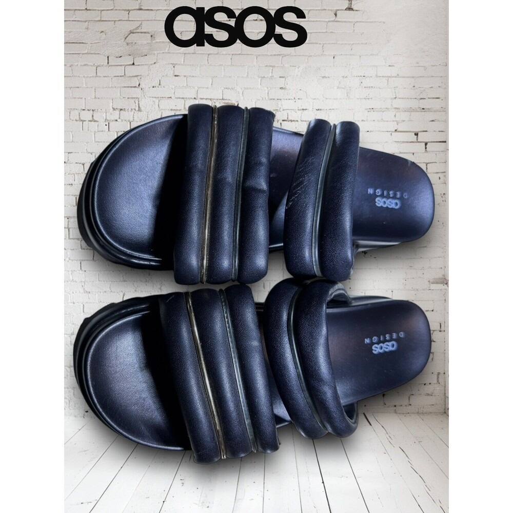 ASOS Sz 9 Thea Padded Platform Mules in Black. Padded Slide Sandals.womens - Picture 2 of 12